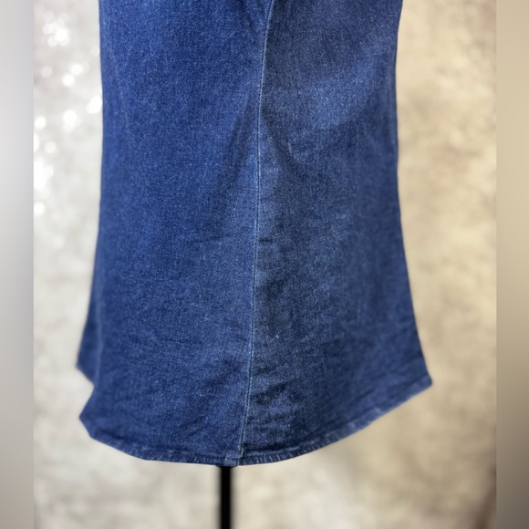 Reality USA Denim Casual Trendy Leather Lace-Up Top Size Large - Picture 5 of 12